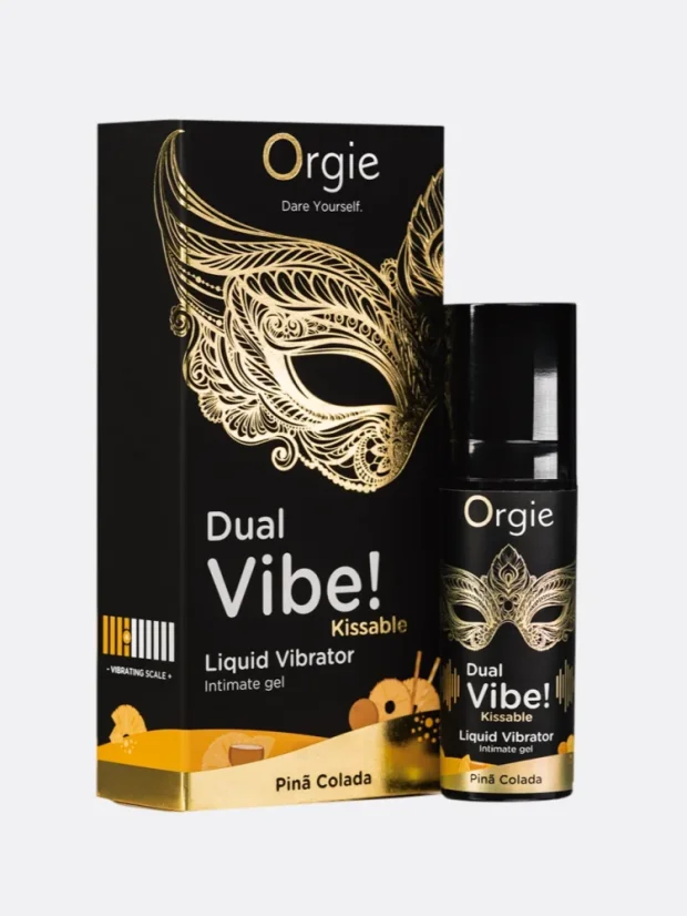 Tekutý vibrátor s příchutí Orgie Dual Vibe! Piňa Colada 15 ml