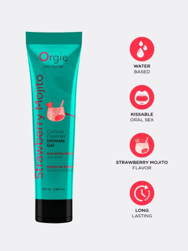 Lubrikační gel s příchutí Orgie Lube Tube Cocktail Strawberry Mojito 100 ml