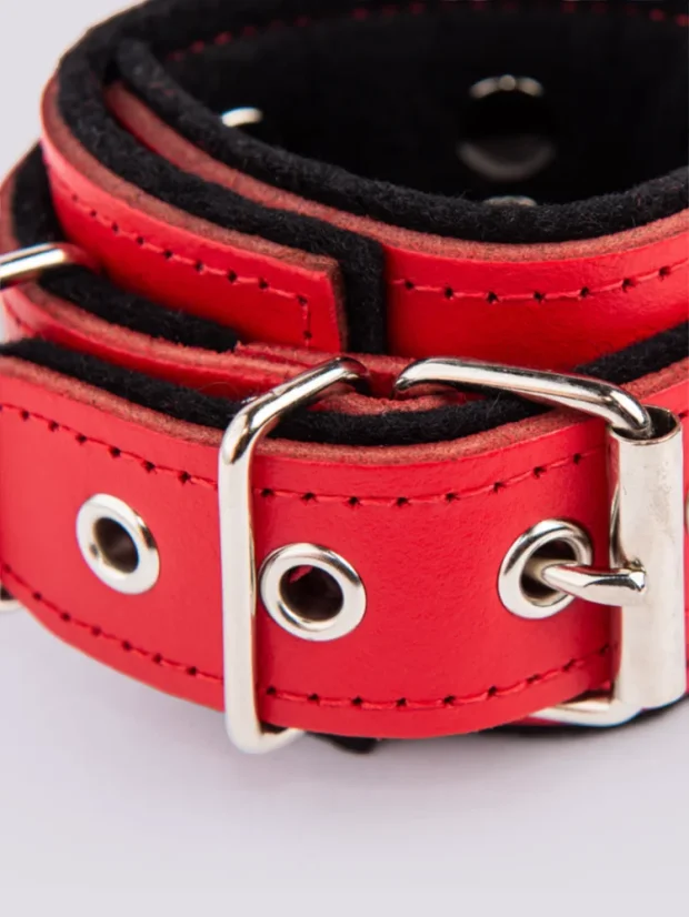 Pouta na ruce BlackRed z pravé kůže - červená
