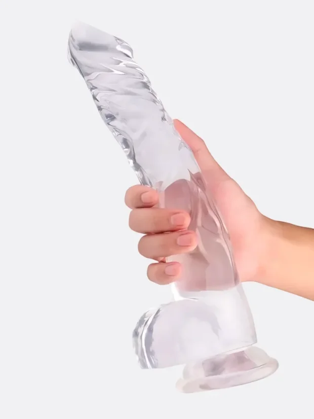 XXL Dildo S-Hande Kingkong s přísavkou a žílami 37 cm - Barva: Průhledná