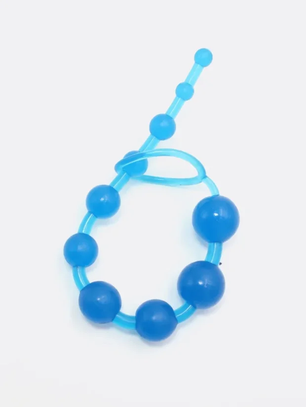 Anální korálky Simple pleasure s kroužkem na penis - Barva: Modrá