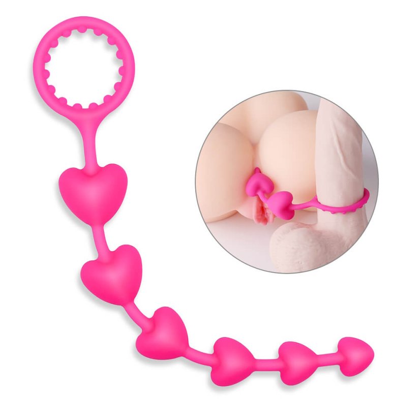 Silikonová anální srdíčka s kroužkem na penis S-Hande Lily