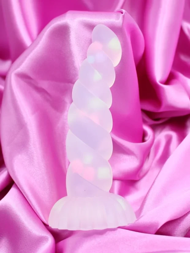 Svítící duhové dildo DKK Unicorn Light 14 cm