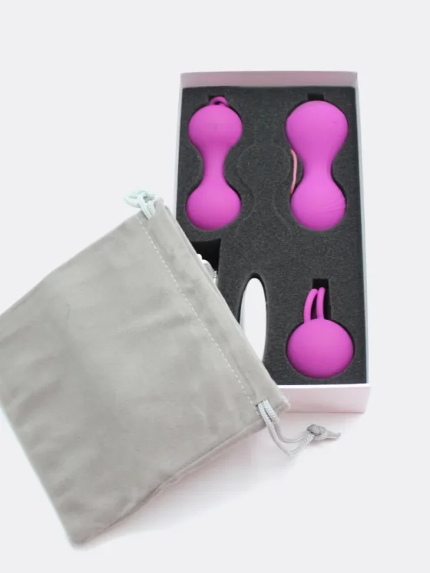 Sada vibračních venušiných kuliček DK Toys Purr Balls s ovladačem - Barva: Fialová