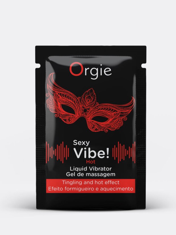 Slíbatelný tekutý vibrátor Orgie Sexy Vibe! Hot 1 ml na zkoušku