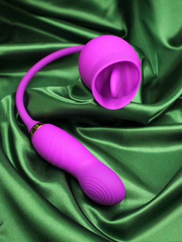 Stimulátor klitorisu DKK Rose Lash s jazýčkem a mini vibrátorem - Barva: Růžová