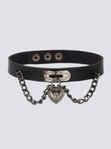 Kožený obojek se srdíčkem NOIR