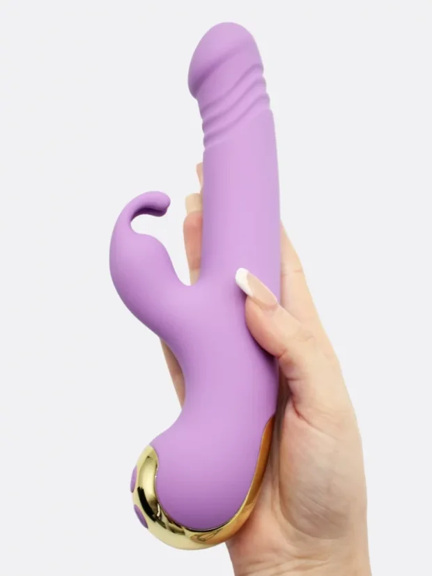 Přirážecí vibrátor s výběžkem na klitoris S-Hande Happy Rabbit - Barva: Fialová