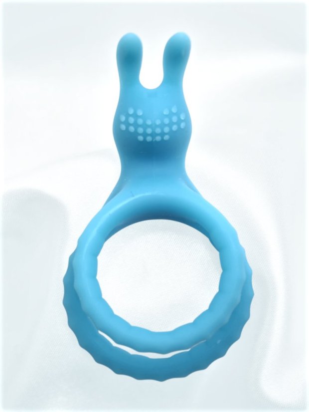 Dvojitý erekční kroužek DKK Bunny Ring - Barva: Modrá