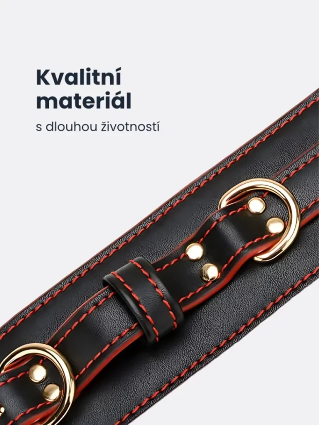 Kožená pouta se zlatým řetízkem Tie Me Up
