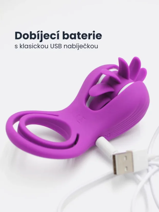 Párový kroužek na penis S-Hande Wind s 10 hebkými jazýčky