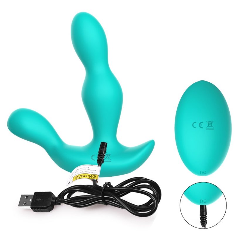 Anální vibrátor Richard na dálkové ovládání - Barva: Azurová / Aqua