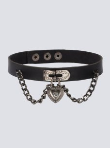 Kožený obojek se srdíčkem NOIR