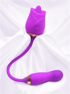 Stimulátor klitorisu DKK Rose Lash s jazýčkem a mini vibrátorem