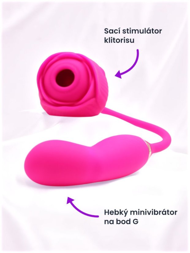 Stimulátor klitorisu DKK Luminous Rose s mini pulzačním vibrátorem
