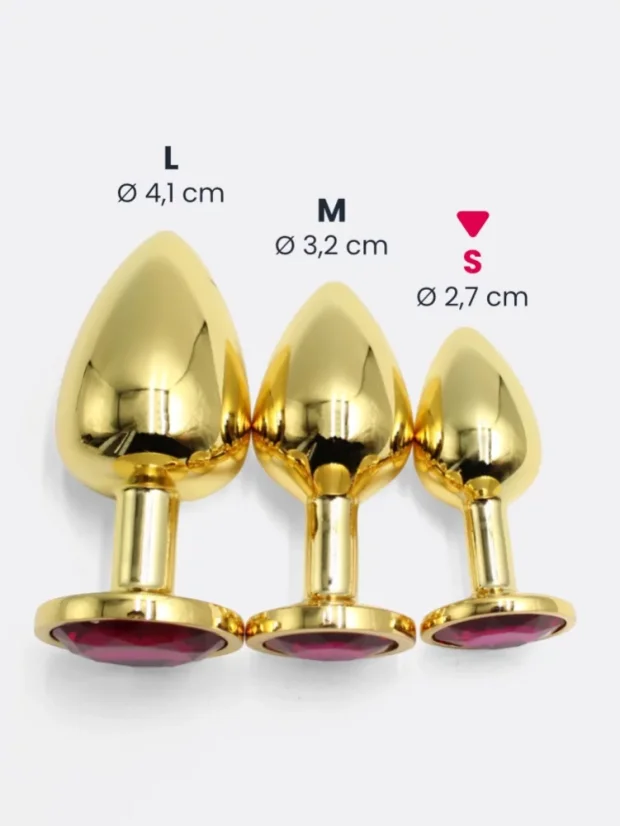 Kovový anální kolík s kulatým drahokamem S, šířka: 2,7 cm - Barva: Stříbrná