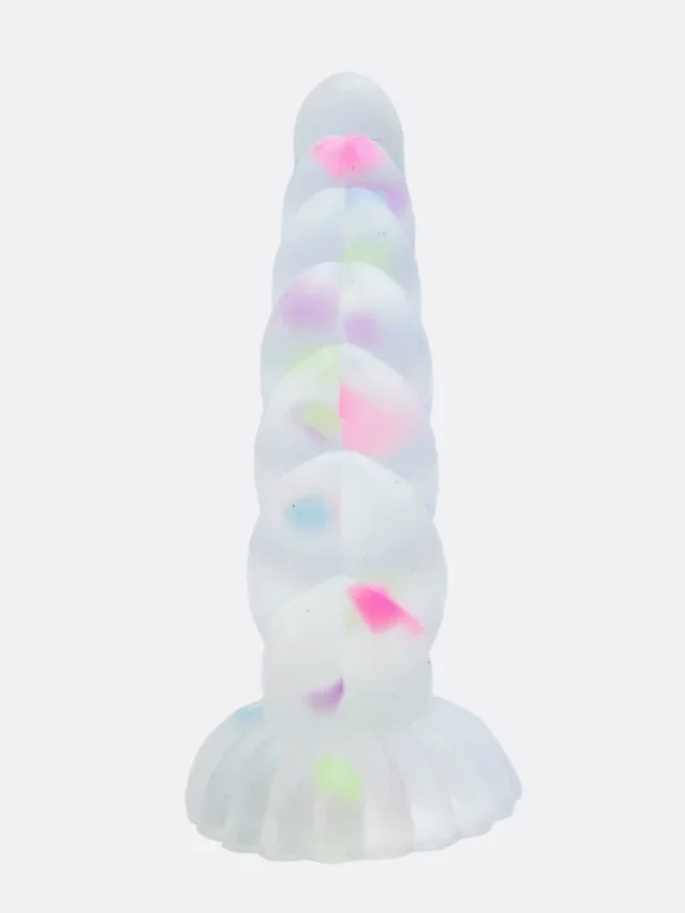 Svítící duhové dildo DK Toys Unicorn Light 14 cm