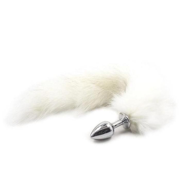 Anální kolík s ocasem Naughty Fox White