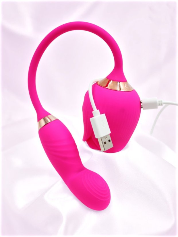 Stimulátor klitorisu DKK Luminous Rose s mini pulzačním vibrátorem